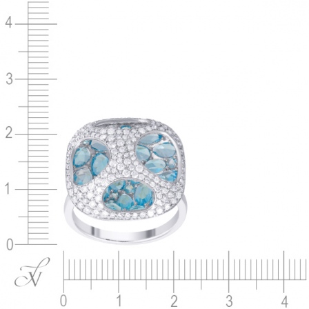 Кольцо с топазами и бриллиантами из белого золота (арт. 761710)