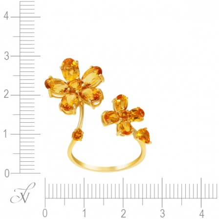 Кольцо с 13 цитринами из жёлтого золота (арт. 762780)
