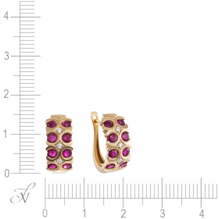 Серьги с рубинами и бриллиантами из жёлтого золота (арт. 765355)