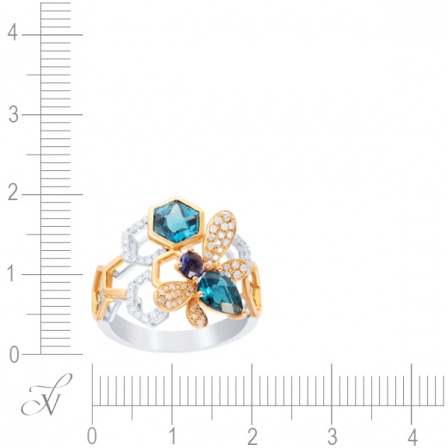 Кольцо с топазами, бриллиантами и иолитом из белого золота (арт. 766327)