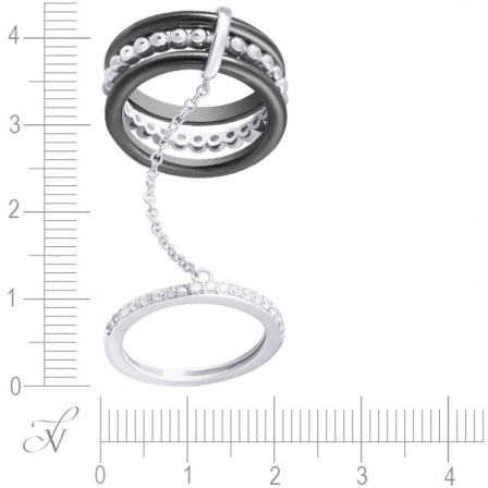 Кольцо с керамикой и фианитами из серебра (арт. 768420)