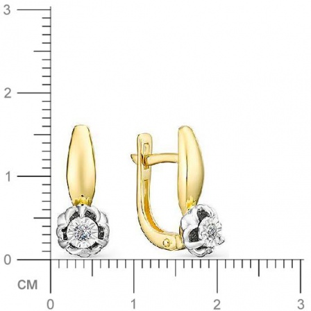 Серьги с 2 бриллиантами из жёлтого золота (арт. 801205)