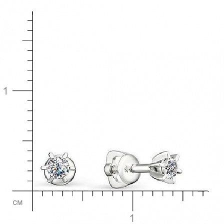 Серьги с 2 бриллиантами из белого золота (арт. 801254)