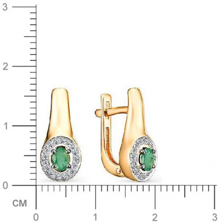 Серьги с изумрудами и бриллиантами из красного золота (арт. 801279)
