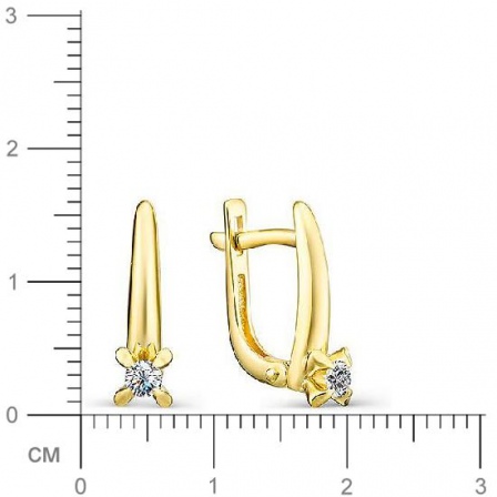 Серьги с 2 бриллиантами из жёлтого золота (арт. 801280)