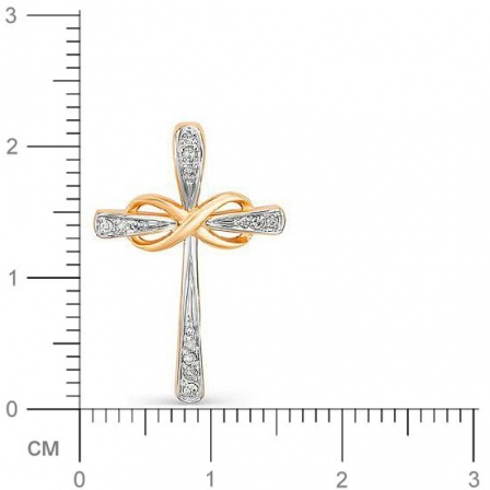Крестик с 14 бриллиантами из красного золота (арт. 801660)