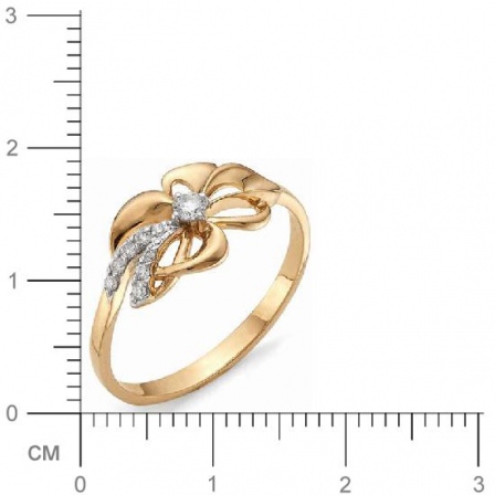Кольцо Цветок с бриллиантом из красного золота (арт. 810025)