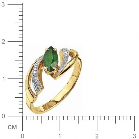 Кольцо с бриллиантами, изумрудом из красного золота (арт. 810044)