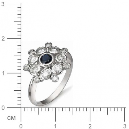 Кольцо с сапфиром, бриллиантами из белого золота (арт. 810104)