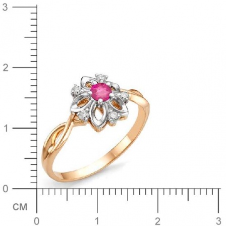 Кольцо Цветок с рубином, бриллиантами из красного золота (арт. 810193)
