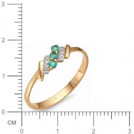 Кольцо с бриллиантами, изумрудами из красного золота (арт. 810381)
