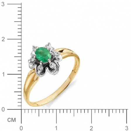 Кольцо Цветок с бриллиантами, изумрудом из красного золота (арт. 810409)