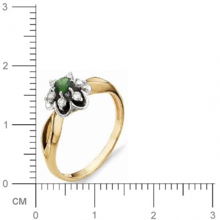 Кольцо Цветок с бриллиантами, изумрудом из красного золота (арт. 810489)