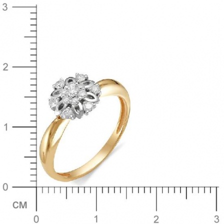 Кольцо Цветок с бриллиантами из красного золота (арт. 810708)