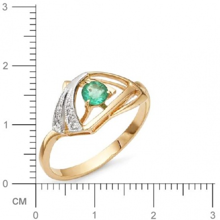 Кольцо с бриллиантами, изумрудом из красного золота (арт. 810938)