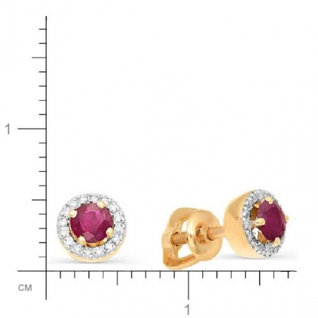 Серьги с бриллиантами, рубинами из красного золота (арт. 812132)