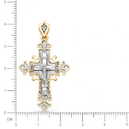 Крестик с сапфиром, бриллиантом из красного золота (арт. 812218)