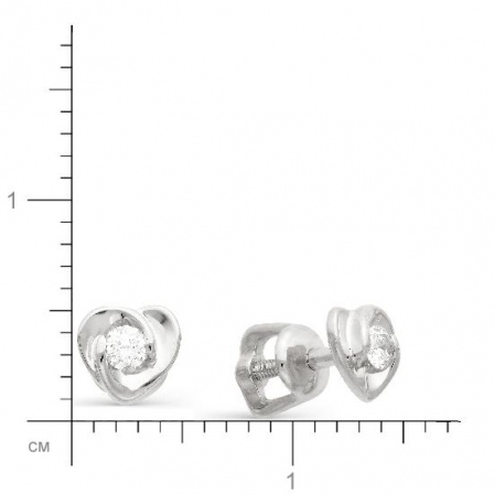Серьги Сердечки с бриллиантами из белого золота (арт. 812449)