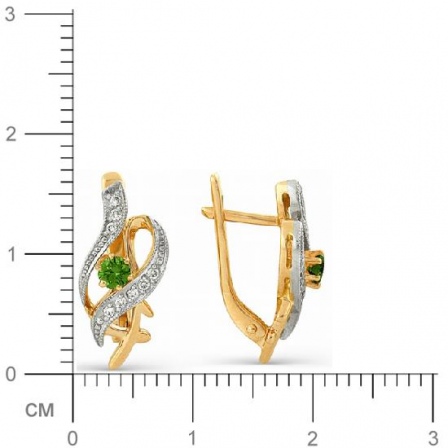 Серьги с изумрудами, бриллиантами из красного золота (арт. 812697)