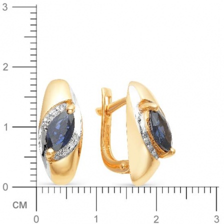 Серьги с сапфирами, бриллиантами из красного золота (арт. 812956)