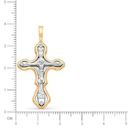 Крестик с бриллиантами из белого золота (арт. 813383)