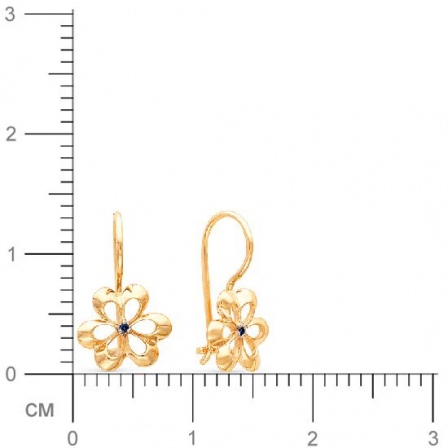 Серьги Цветы с сапфирами из красного золота 585 пробы (арт. 813918)