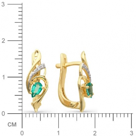 Серьги с изумрудами, бриллиантами из желтого золота (арт. 814488)