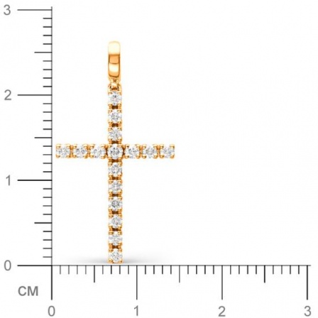 Крестик с бриллиантами из красного золота (арт. 814658)