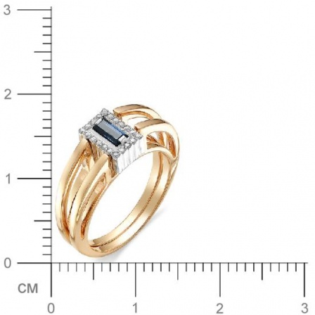 Кольцо с бриллиантами, сапфиром из красного золота (арт. 814713)