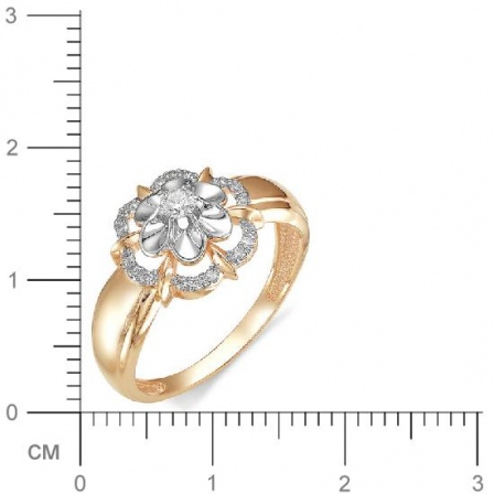Кольцо Цветок с бриллиантом из красного золота (арт. 814784)