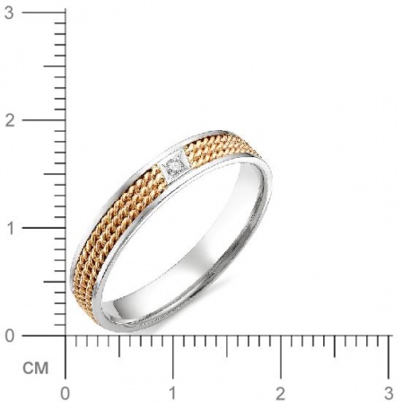Кольцо Косичка с бриллиантом из белого золота (арт. 815013)