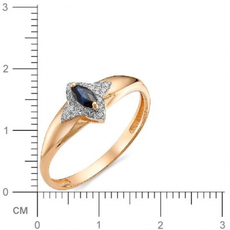 Кольцо с бриллиантами, сапфиром из красного золота (арт. 815310)