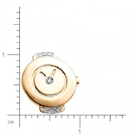 Подвеска на браслет Часы с бриллиантами из красного золота 585 пробы (арт. 815437)