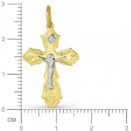 Крестик с бриллиантом из желтого золота (арт. 815466)
