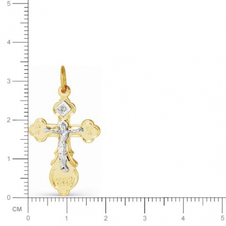 Крестик с бриллиантом из желтого золота (арт. 815468)