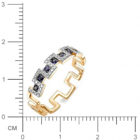 Кольцо с бриллиантами, сапфирами из красного золота (арт. 815651)