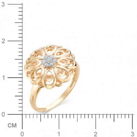 Кольцо Цветок с бриллиантом из красного золота 585 пробы (арт. 815762)