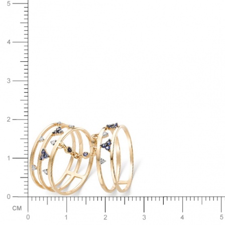 Два кольца на цепочке с бриллиантами, сапфирами из красного золота 585 пробы (арт. 815764)
