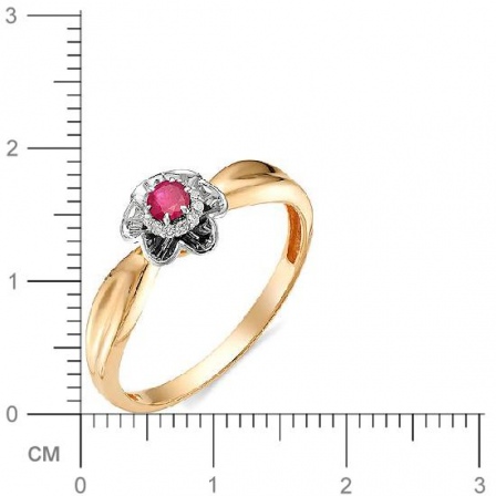 Кольцо Цветок с рубином, бриллиантами из красного золота (арт. 815803)