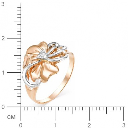 Кольцо Цветок с 1 бриллиантом из красного золота (арт. 816167)