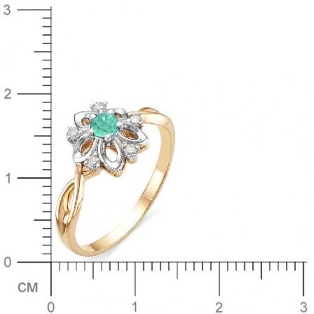 Кольцо Цветок с изумрудом и бриллиантами из красного золота (арт. 816269)
