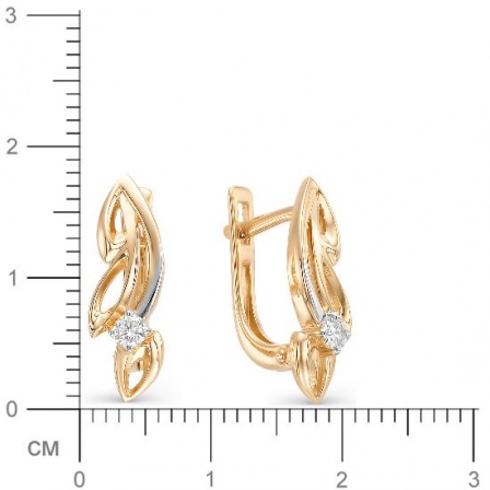 Серьги с 2 бриллиантами из красного золота (арт. 816739)
