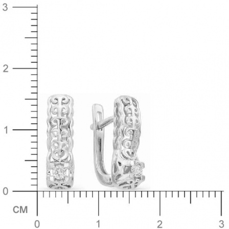 Серьги с 2 бриллиантами из белого золота (арт. 816973)