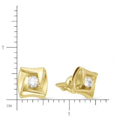 Серьги с 2 бриллиантами из жёлтого золота (арт. 817940)