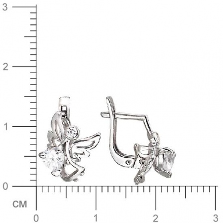 Серьги Ангелочки с фианитами из серебра (арт. 820306)