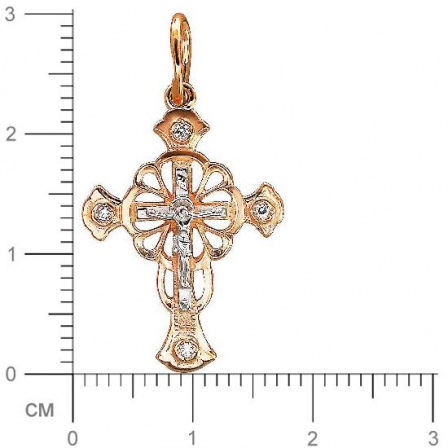 Крестик с фианитами из красного золота (арт. 820445)