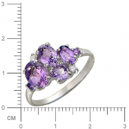 Кольцо с аметистами, фианитами из серебра (арт. 820569)
