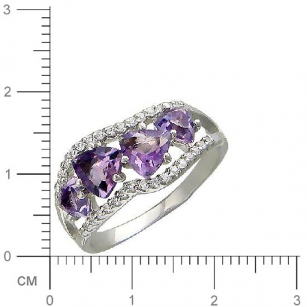 Кольцо с аметистами, фианитами из серебра (арт. 820576)