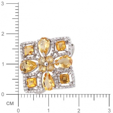Кольцо с цитринами, фианитами из серебра (арт. 820599)