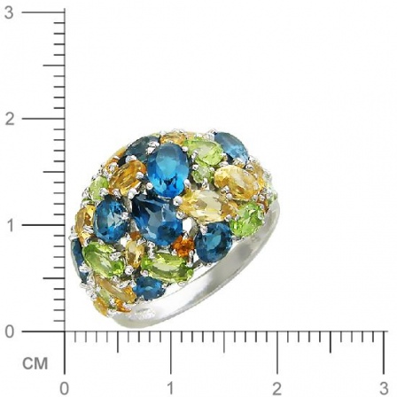 Кольцо с топазами, хризолитами, цитринами из серебра (арт. 820601)